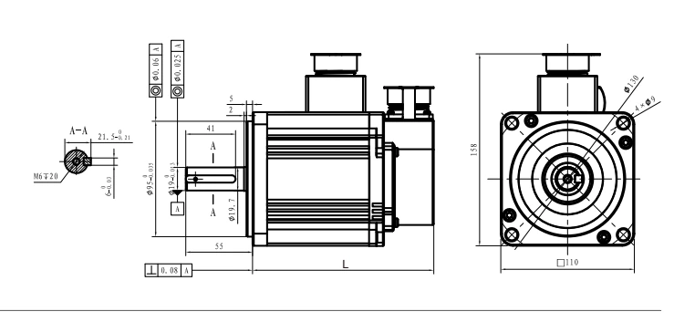 Габаритный чертёж RSMA-M11J5430A, фланец 110 мм