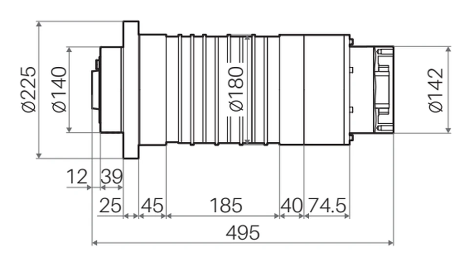 Габаритный чертёж CTB BCES-A204WS-45P5-3000-6000