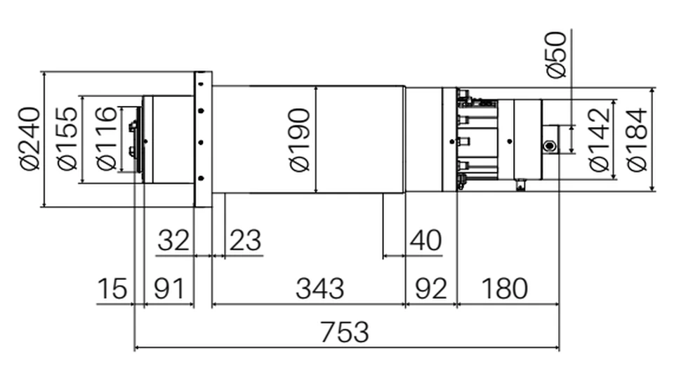 Габаритный чертёж CTB BCES-BT40C-4016-3500/15000