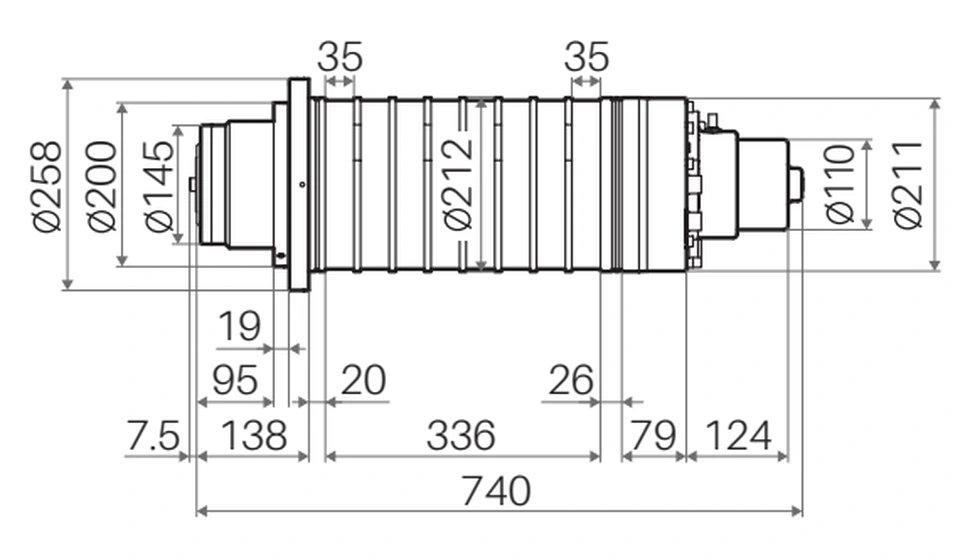 Габаритный чертёж CTB BCES-BT40D-4013-1800/12000