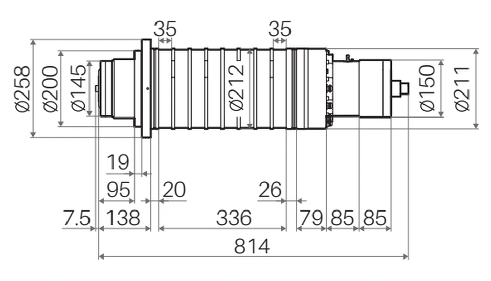 Габаритный чертёж CTB BCES-BT40D-4013-1800/12000-R