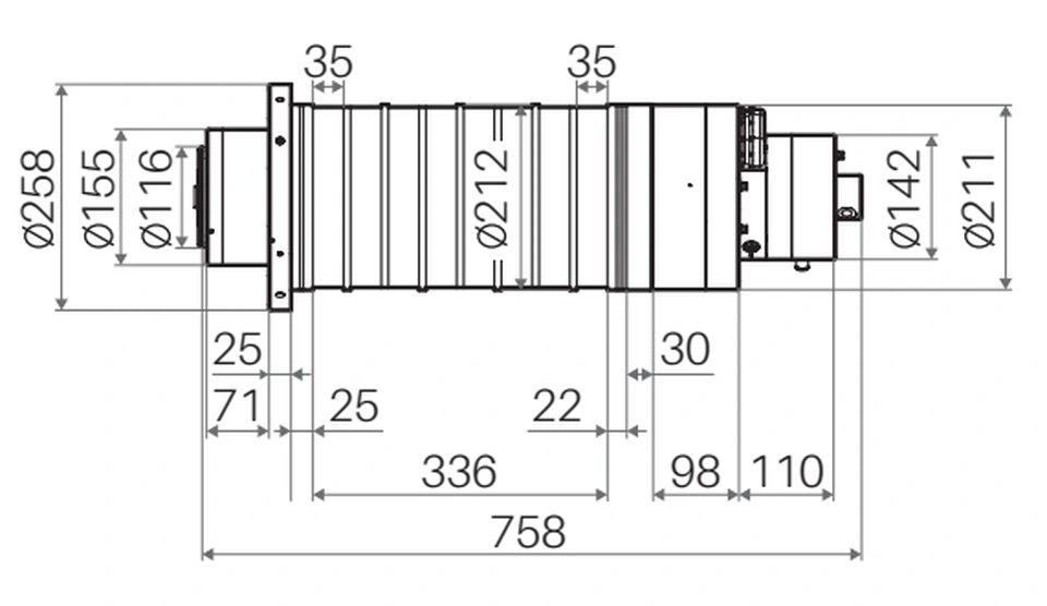 Габаритный чертёж CTB BCES-HSKA63B-4015-2000/18000-R