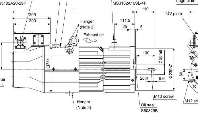 Чертёж исполнения с тормозом HA-LFS11K1MB, руководство Mitsubishi Electric, стр. 7-143