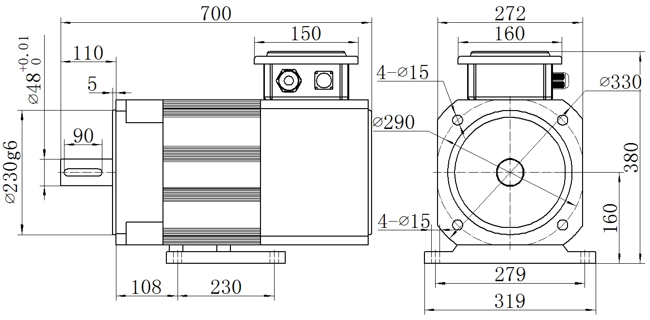 Габаритный чертёж MKSERVO DH13-4