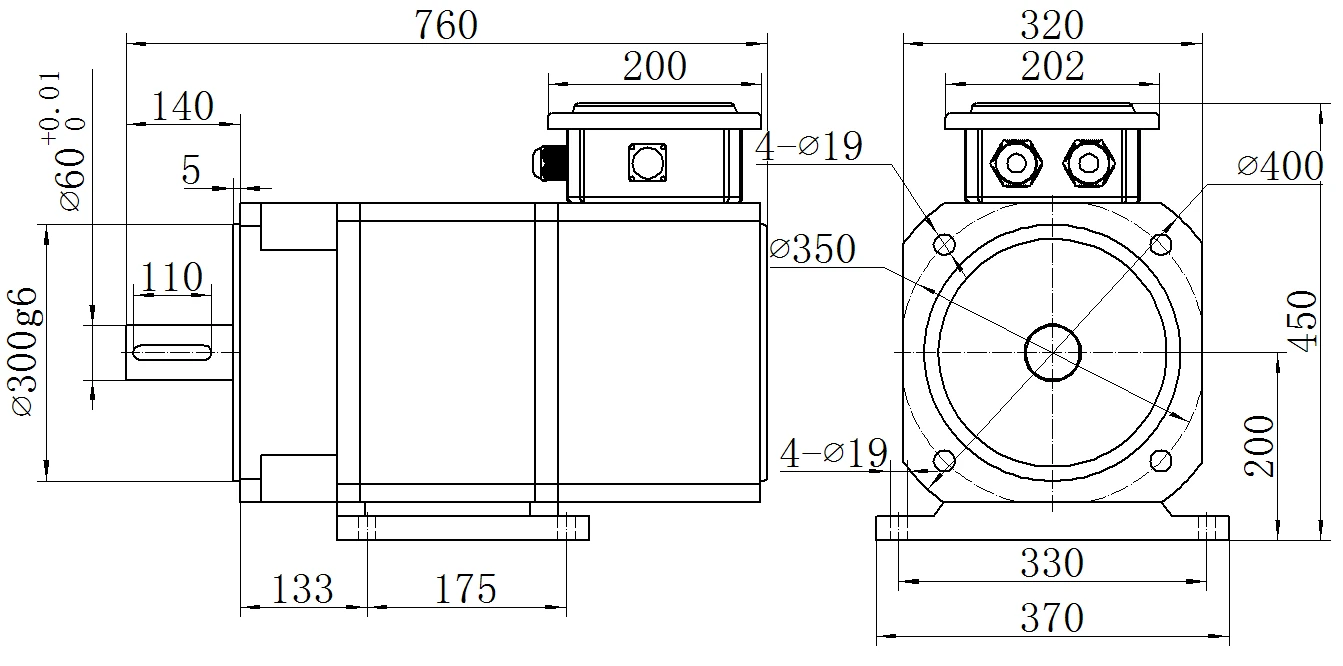 Габаритный чертёж MKSERVO DH16
