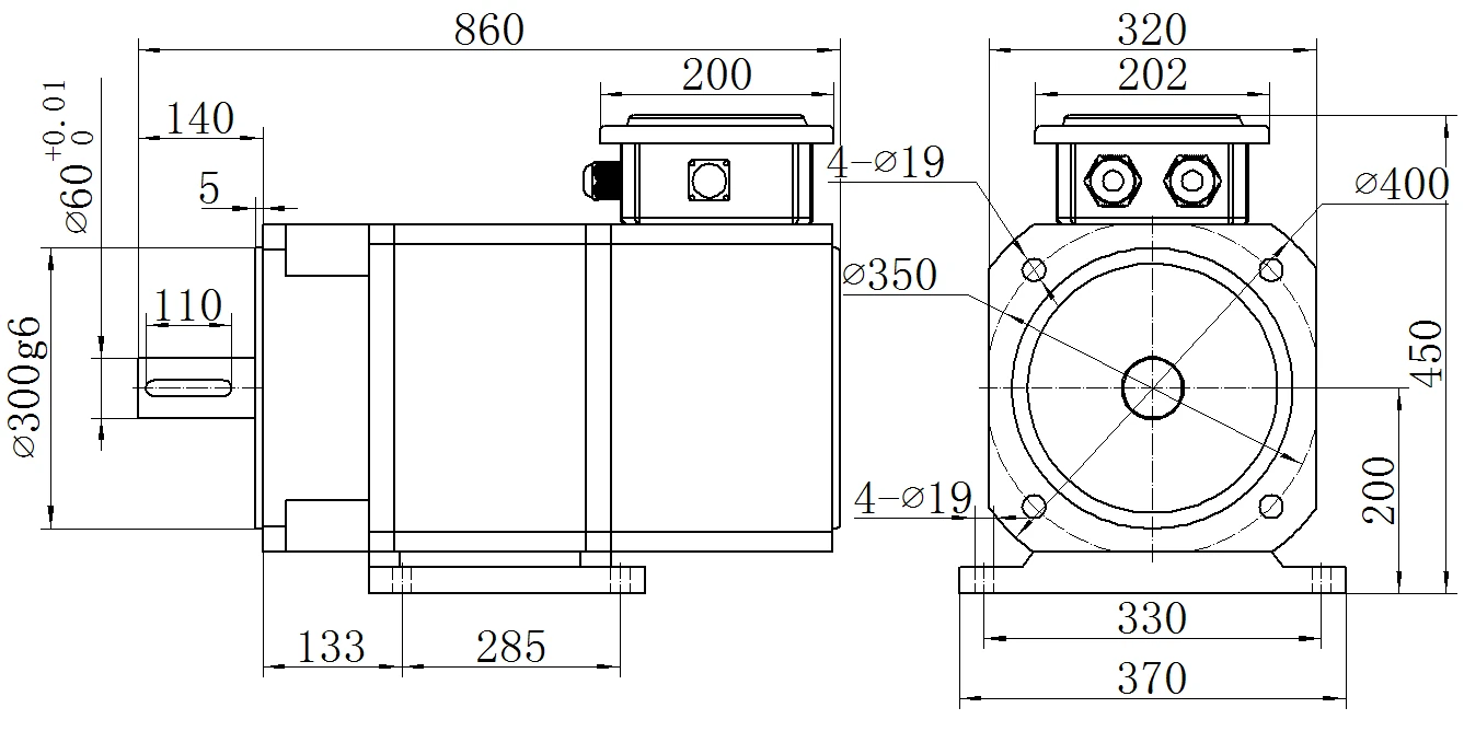 Габаритный чертёж MKSERVO DH16