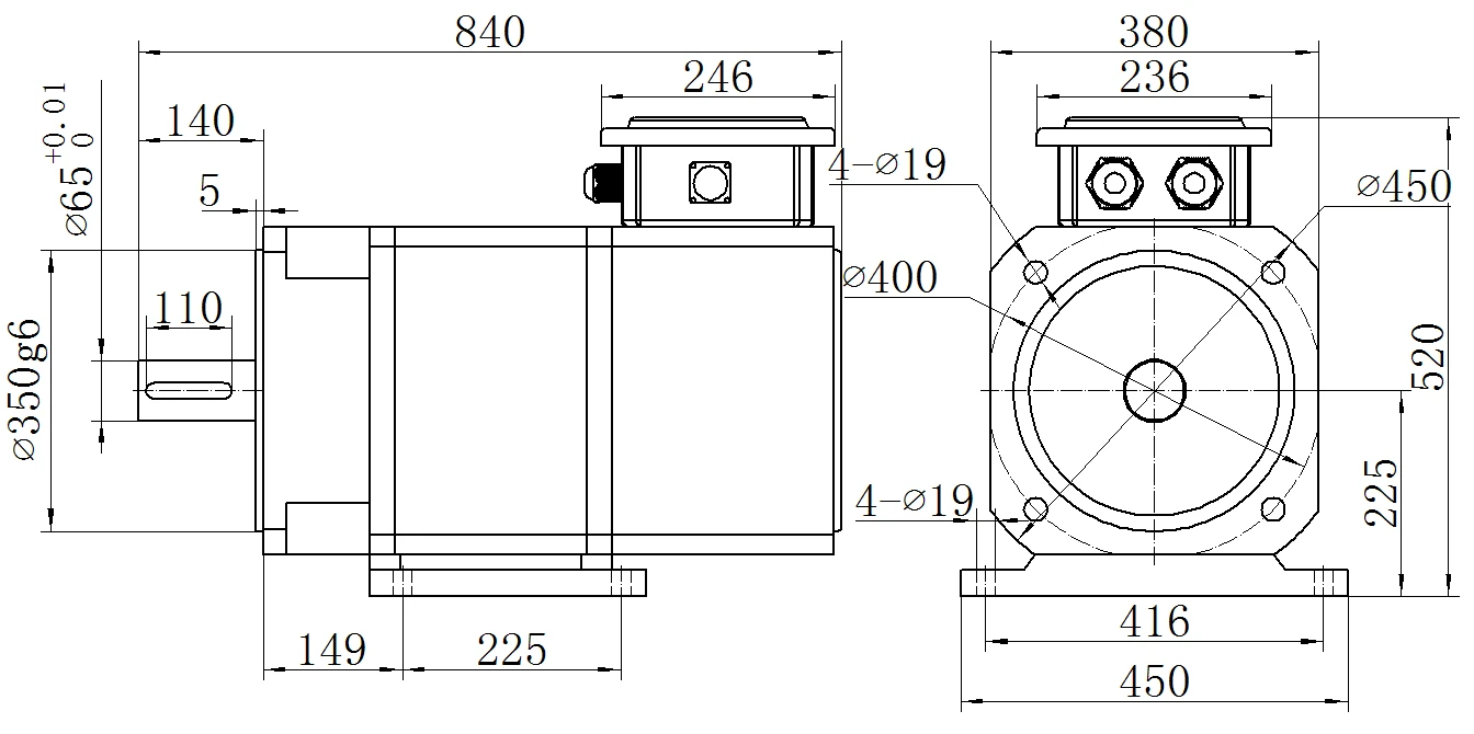 Габаритный чертёж MKSERVO DH18