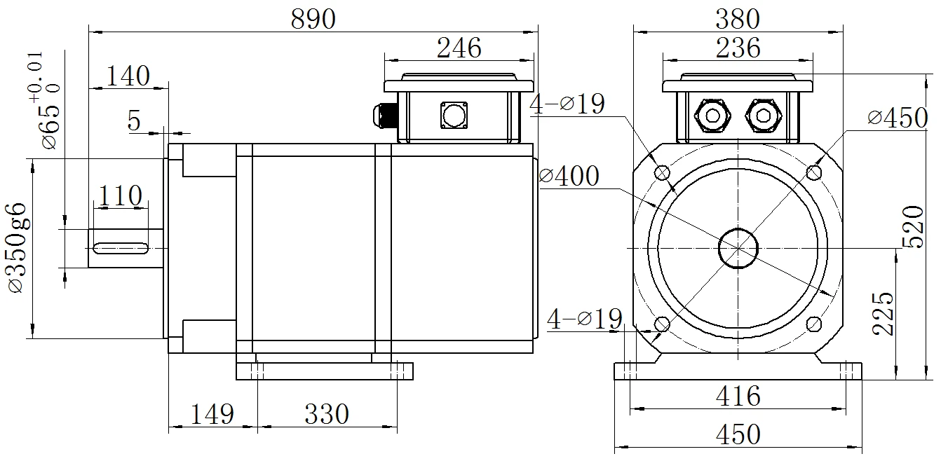 Габаритный чертёж MKSERVO DH18