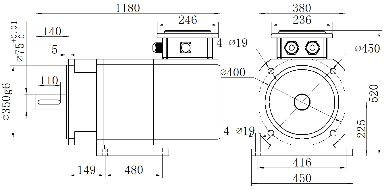 Габаритный чертёж MKSERVO DH18