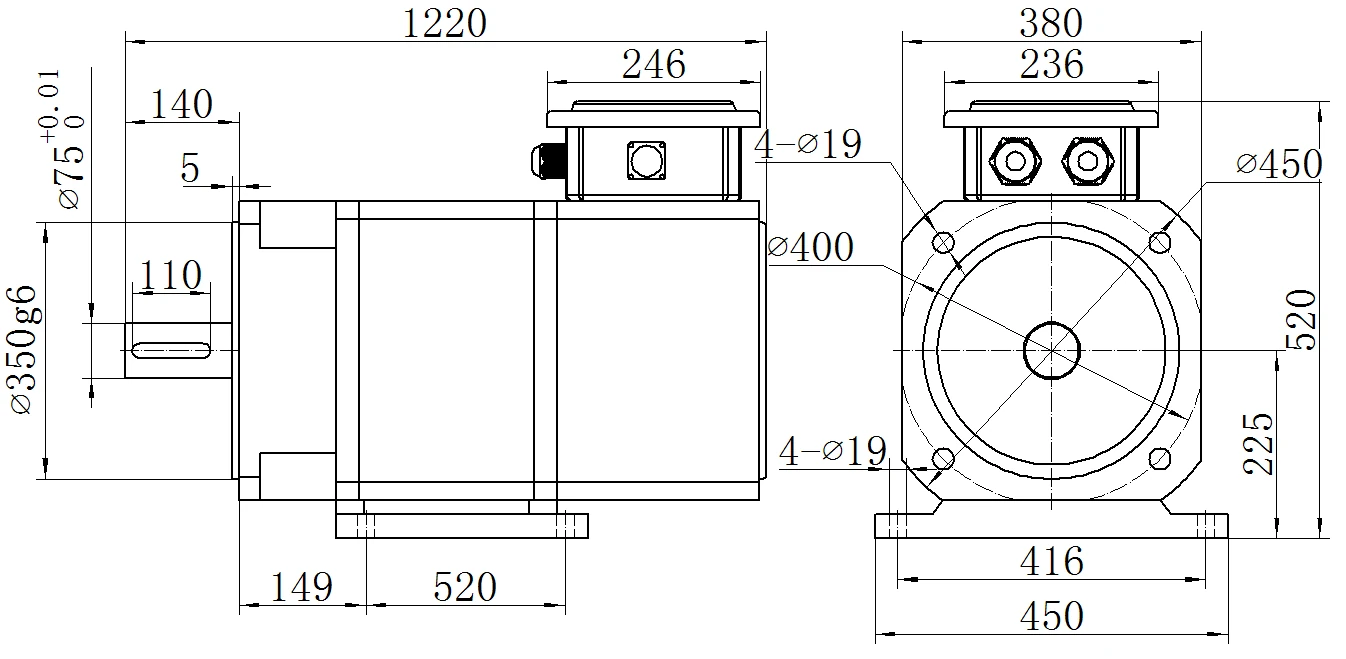 Габаритный чертёж MKSERVO DH18