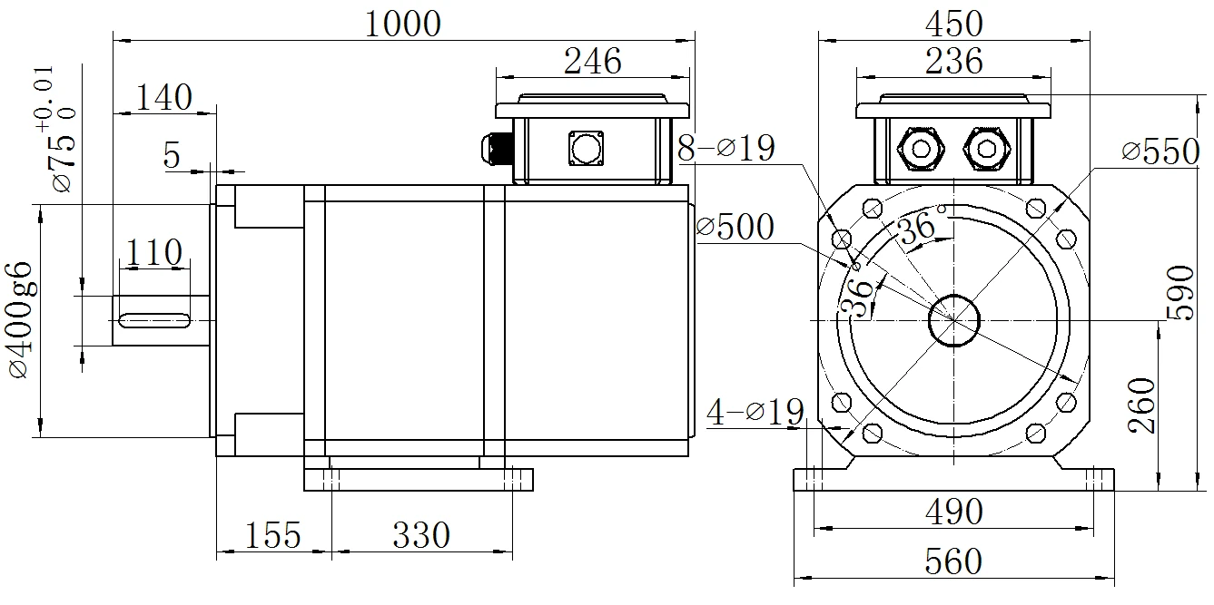 Габаритный чертёж MKSERVO DH20