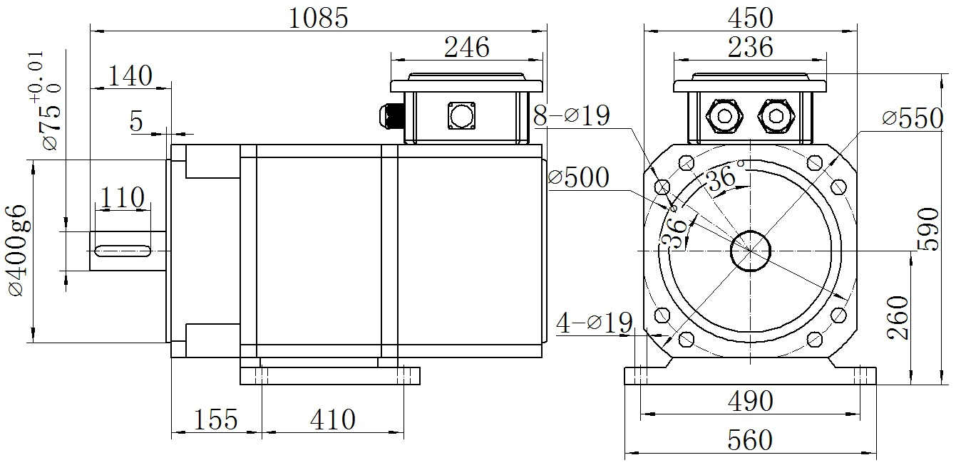 Габаритный чертёж MKSERVO DH20