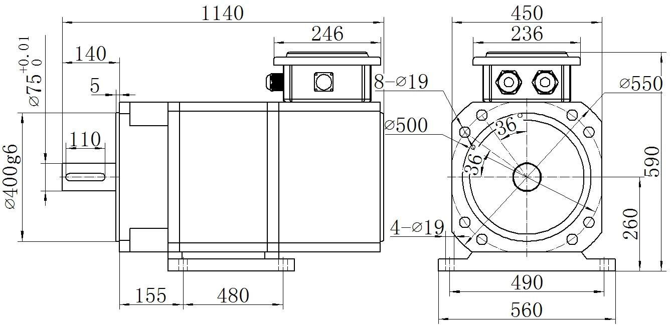 Габаритный чертёж MKSERVO DH20