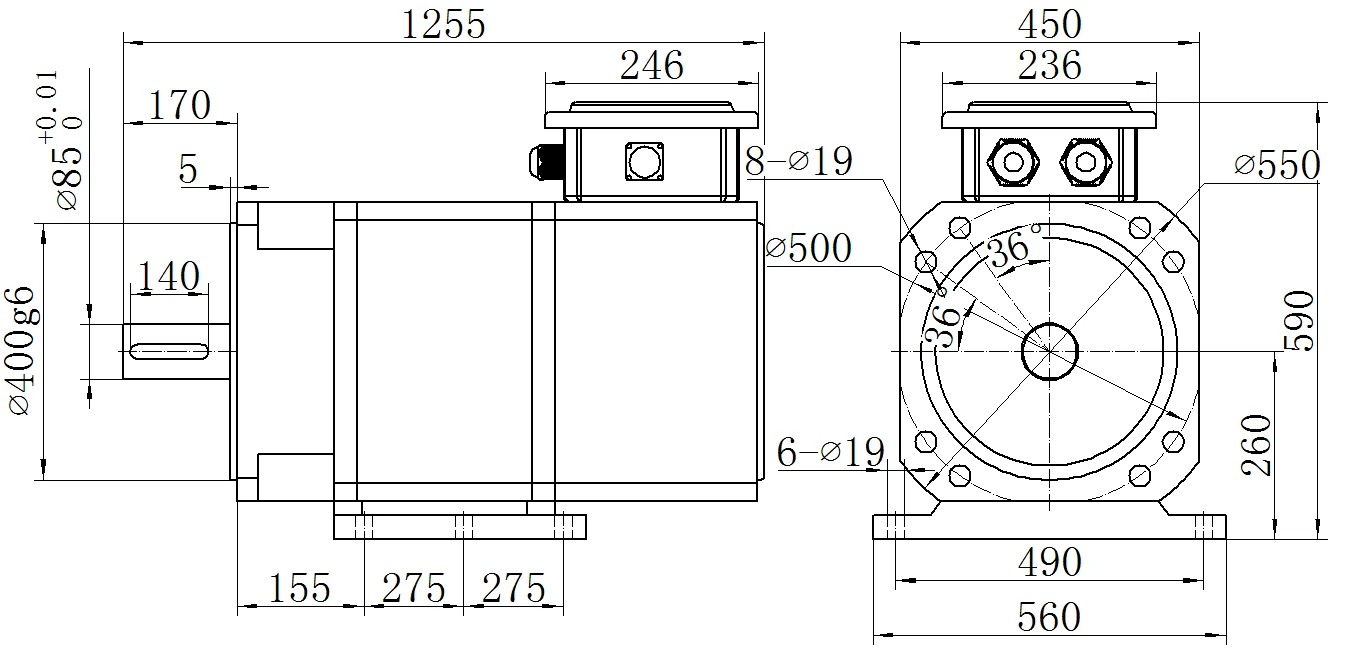 Габаритный чертёж MKSERVO DH20