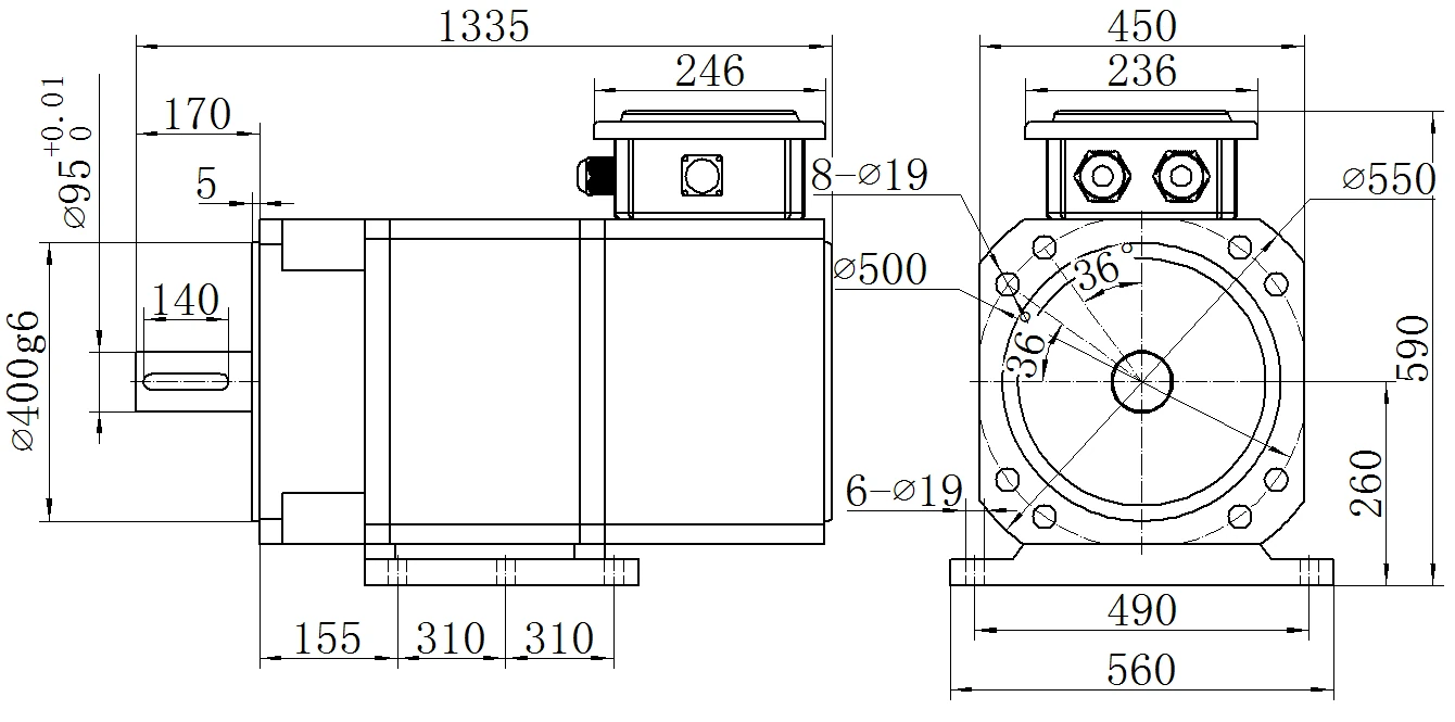 Габаритный чертёж MKSERVO DH20