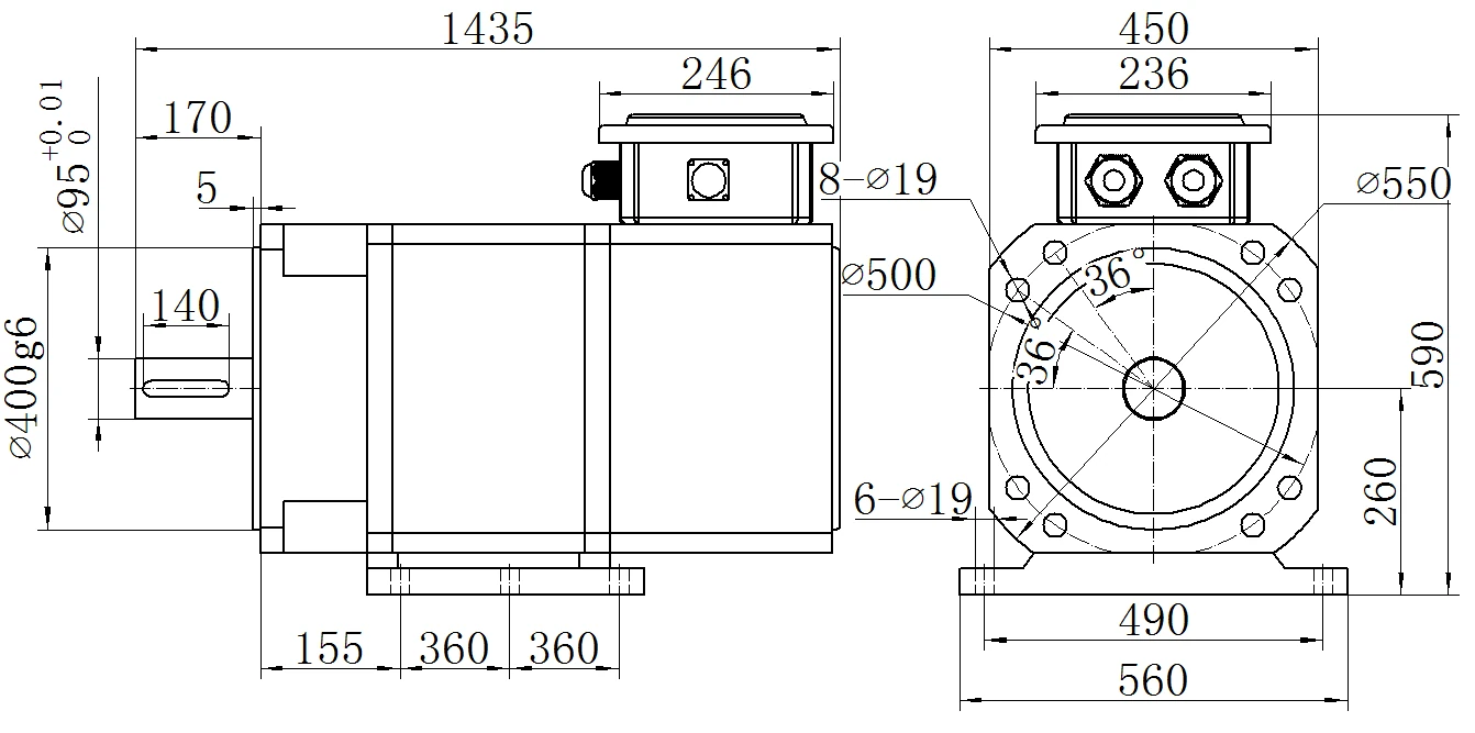 Габаритный чертёж MKSERVO DH20