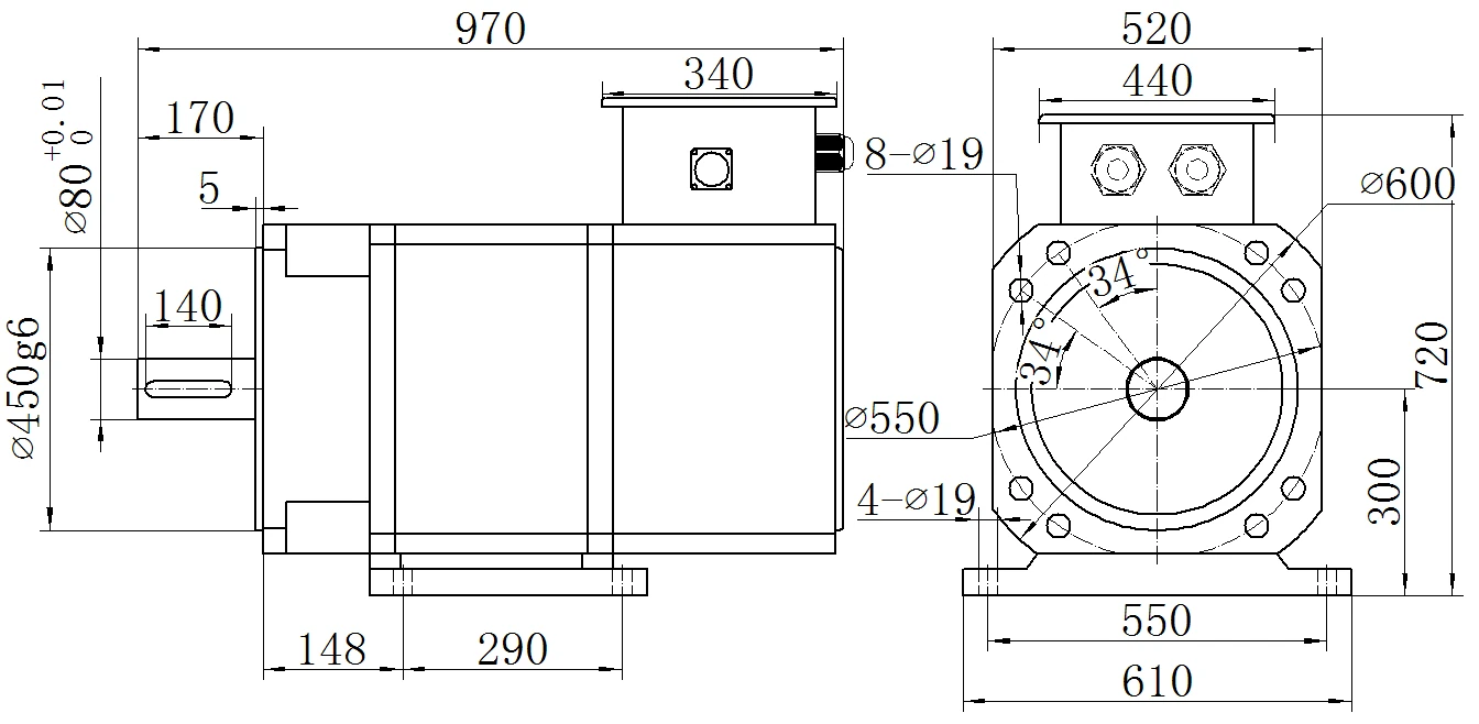 Габаритный чертёж MKSERVO DH22