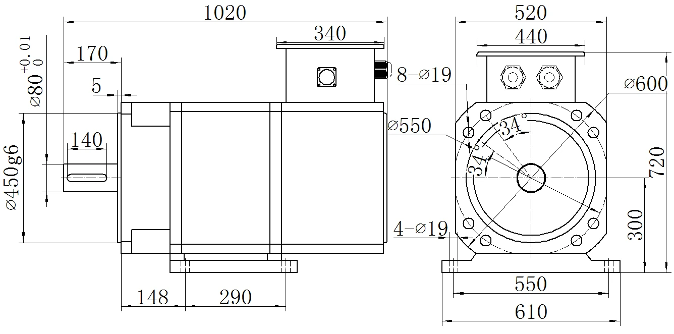 Габаритный чертёж MKSERVO DH22