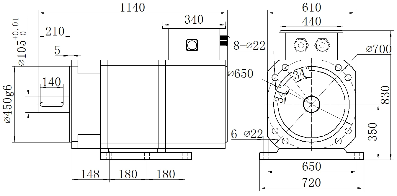 Габаритный чертёж MKSERVO DH23