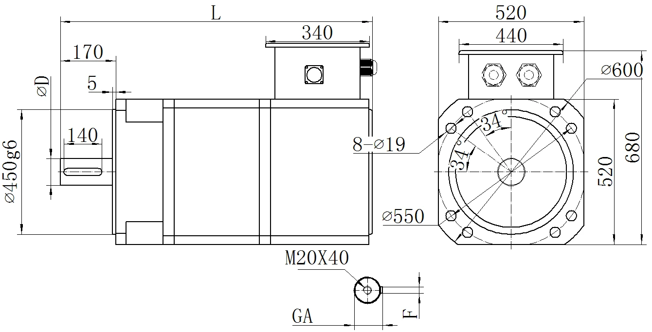 Габаритный чертёж MKSERVO DHS22