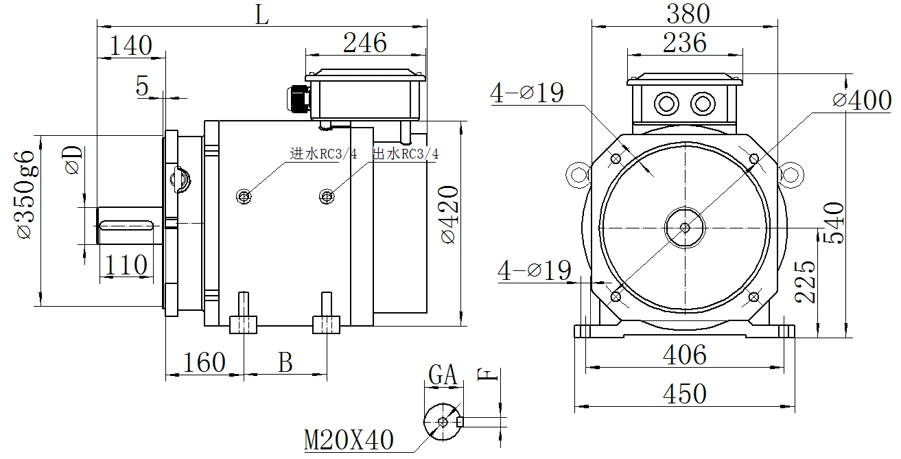 Габаритный чертёж MKSERVO DHW18