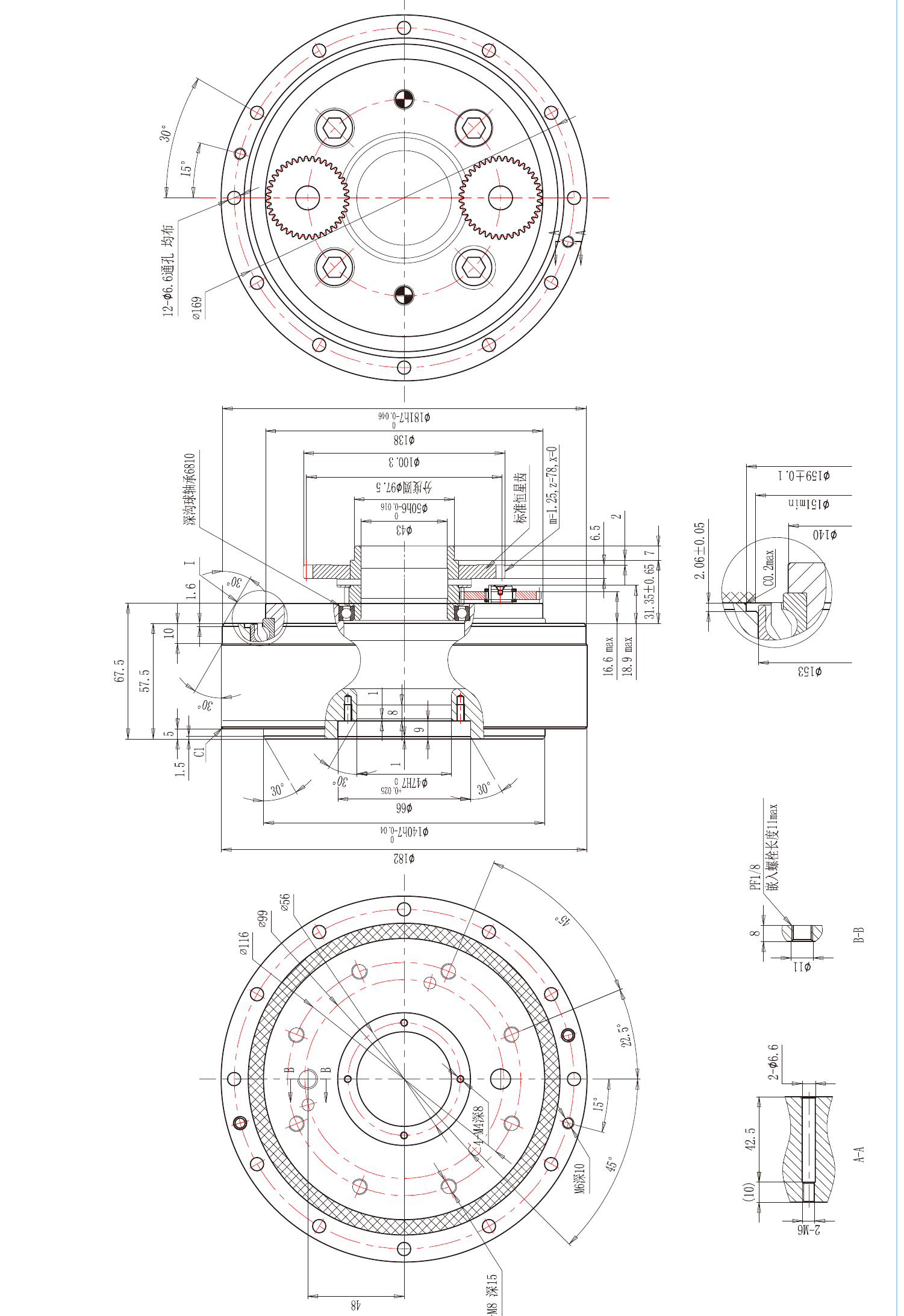 Габаритный чертёж редуктора ZHSima SMRV-27C