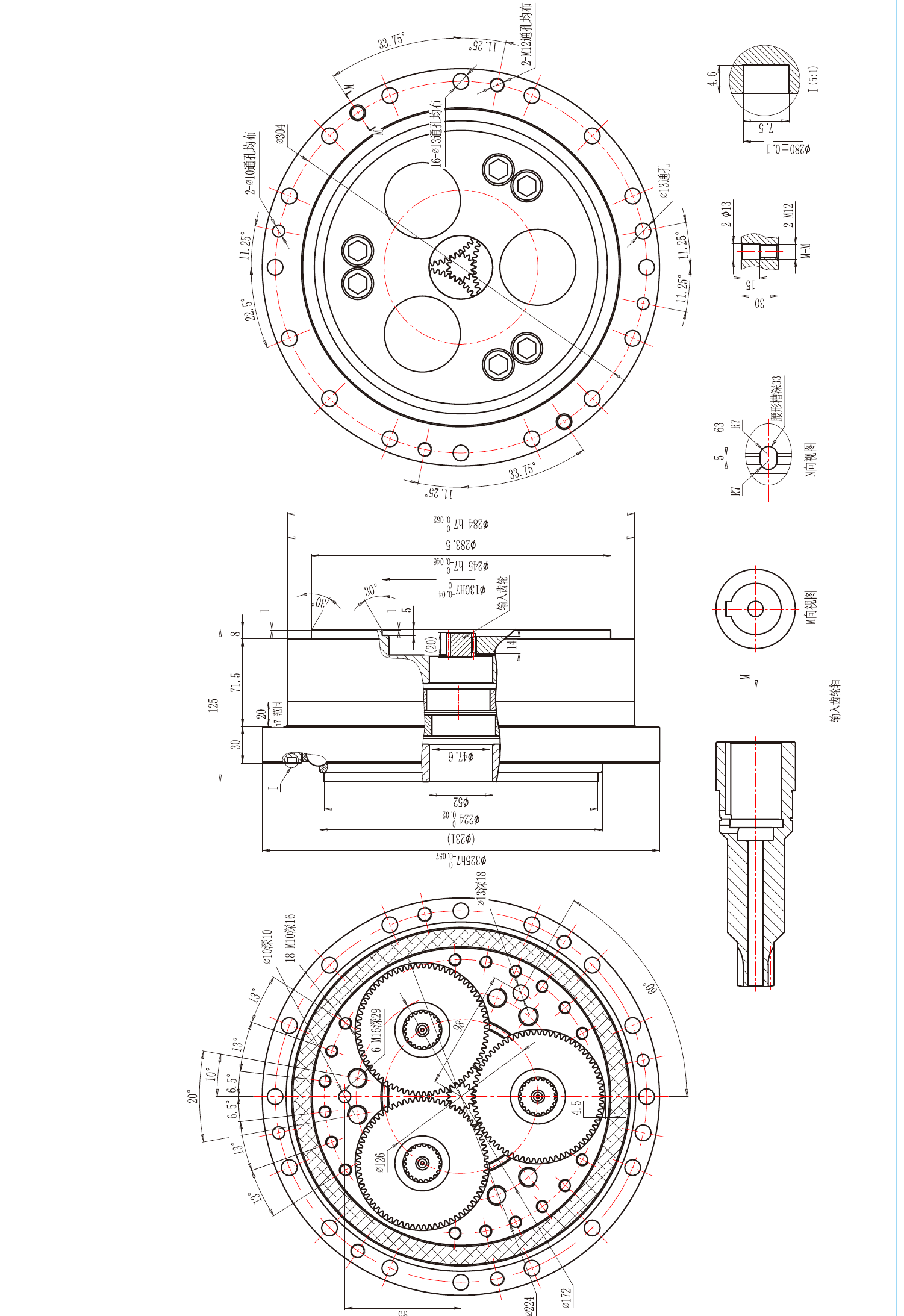 Габаритный чертёж редуктора ZHSima SMRV-320E3