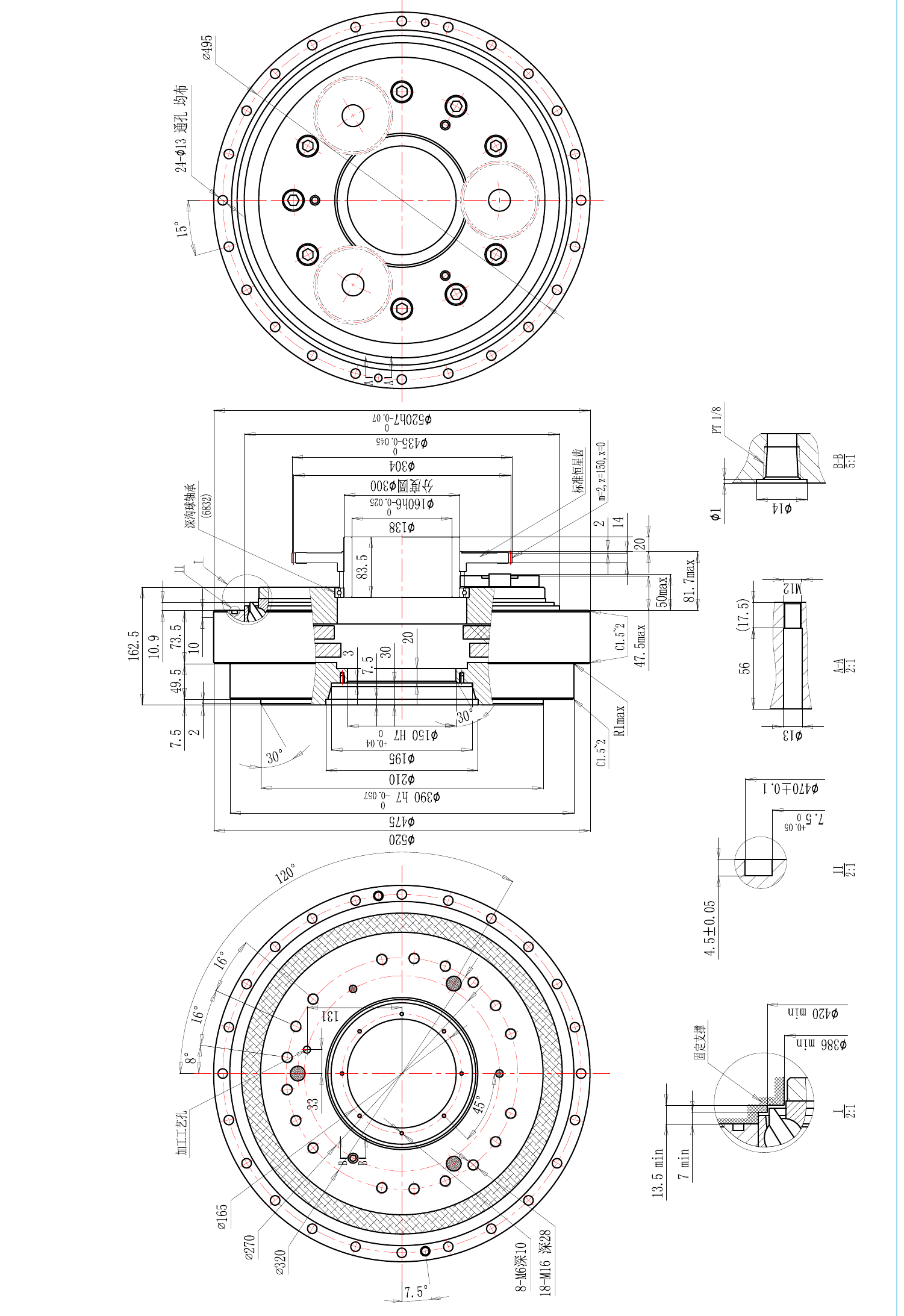 Габаритный чертёж редуктора ZHSima SMRV-500C